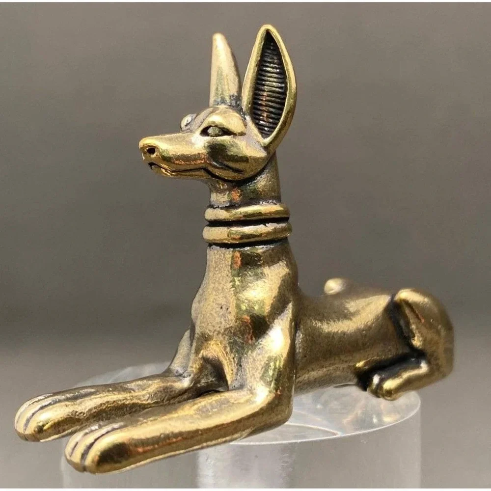 Brass Anubis Figurine Egyptian Jackal God Statue Ancient Egypt Altar Decor